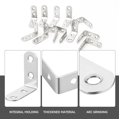 Stainless Steel Corner Brace, 24Pcs 90 Degree Right L-Shaped Metal Corner Connector Joint Plate, Cabinet, DIY Woodworking Projects with 96PCS Screws 1.57x0.6in (40x40x16（24pcs）) - size: 40x40x16（24pcs）