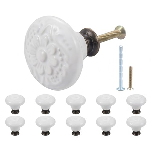 10 Pcs Ceramic Knobs Retro Vintage Drawer Pulls Cabinet Dresser Door Knobs