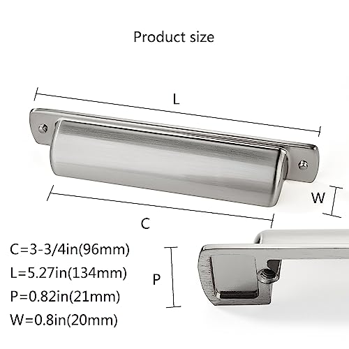 Cup Pulls 6 Pack 3-3/4"(96mm) Center to Center Drawer Pulls Brushed Nickel Cabinet Cup Pulls Kitchen Hardware Satin Nickel Cabinet Knobs Bin Cup Drawer Handles. - color: Brushed Nickel, size: 3-3/4"(96mm) hole center, style: Quantity:6
