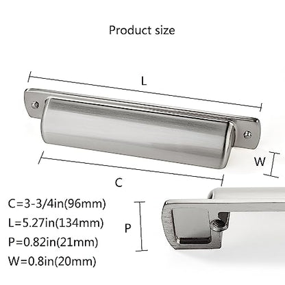 Cup Pulls 6 Pack 3-3/4"(96mm) Center to Center Drawer Pulls Brushed Nickel Cabinet Cup Pulls Kitchen Hardware Satin Nickel Cabinet Knobs Bin Cup Drawer Handles. - color: Brushed Nickel, size: 3-3/4"(96mm) hole center, style: Quantity:6