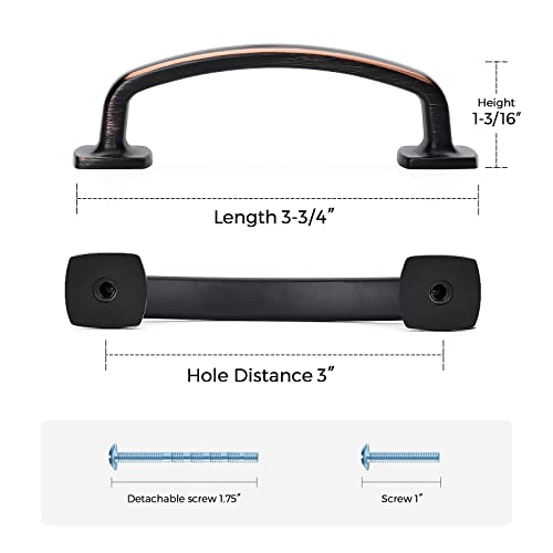 Ravinte Arch Cabinet Pulls 3in 10 Pack Oil Rubbed Bronze Cabinet Handles - color: Oil Rubbed Bronze, size: 3 inch hole center