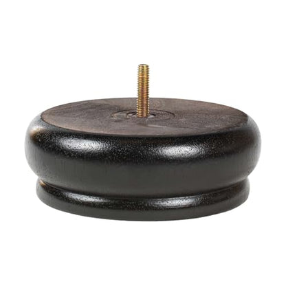 OUTWATER 4 in. H x 4 in. Dia Stained Espresso Solid Hardwood Bun Foot Leg for Furniture 4 Pack with 4 Free Insert Nuts and Drill Bit - color: Espresso