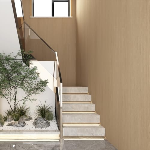 Haimin Wallpaper 24" x 393" Wood Contact Paper Peel and Stick Vinyl Roll - color: Yellow (01)