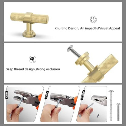 20 Pack Cabinet knurled Knobs Brushed Gold Kitchen Cabinet Knobs Aluminum and Zinc Alloy Drawer Pulls Solid Cabinet Hardware - color: Brushed Gold, size: 1.38'' Diameter(35mm)