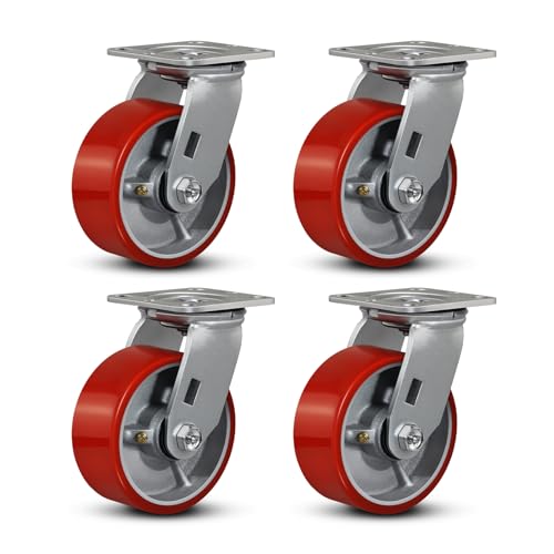 5"x2" Industrial Casters- Heavy Duty casters,Polyurethane Casters Wheel,Capacity up to 4000 Lb. Use for Platform Truck, U-Boat Cart,Workbenches(4 Swivel) - style: 5 inch
