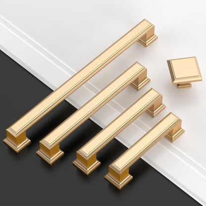 Amerdeco 10 Pack Brushed Brass Cabinet Pulls 3" - color: Brushed Brass, size: 3" hole center, style: 10 Pack