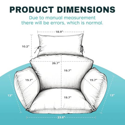 Egg Chair Cushion Replacement, Waterproof Thicken Hanging Egg Swing Chair Cushion for Outdoor Furniture, Wicker Rattan Hammock Basket Cushion with Headrest Pillow 47x31.5x4.7 inch(Teal) - color: Teal