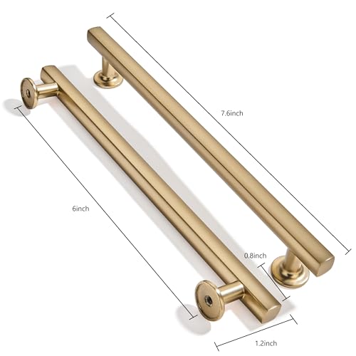 khtumeware 10 Pack 6 Inch(152mm) Brushed Brass Cabinet Pulls Kitchen Solid Heavy Duty Brushed Gold Cabinet Pulls Kitchen Cabinet Hardware for Cupboard Drawer Handles Dresser Pulls - color: Brushed Brass, size: 6"(152mm)Hole Center