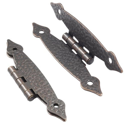 12 Pcs H-Shape Cabinet Hinges, Copper Hammercraft Flat Flush Mount - color: Antique Copper, size: 12 Pack