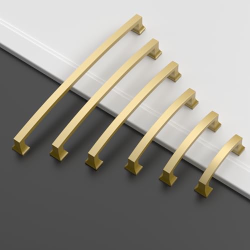 Asidrama 10 Pack 3 Inch(76mm) Brushed Gold Kitchen Cabinet Handles, Cabinet Pulls Kitchen Cabinet Hardware for Cupboard Drawer Pulls - color: Brushed Gold, size: 3" Hole Center, style: 10 Pack