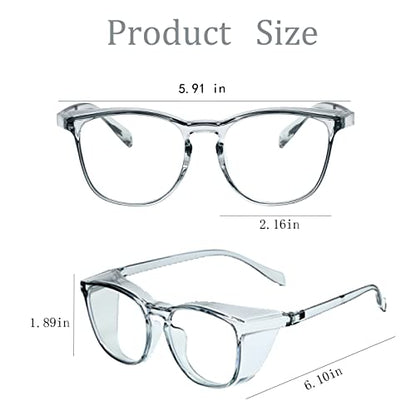Safety Glasses for Men Women, Anti Fog Safety Goggles Comfortable Blue Light Blocking UV Protective Adult Nurse - color: Square Black Blue Grey 4pack