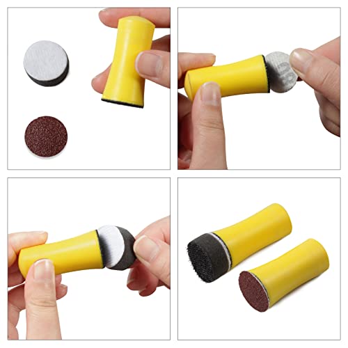 SPEEDWOX 3 Pack 1" Hand Sanding Blocks Mini Hook and Loop Sanding Pad Hook Backing Plate for Wood Furniture Restoration Polishing Home and Car (Yellow) - style: 1" Yellow