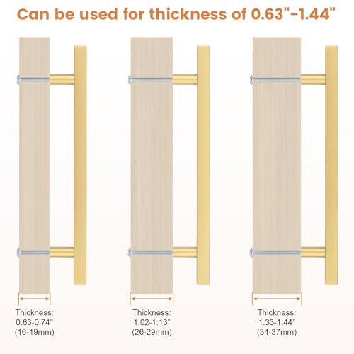 Probrico Brushed Brass Cabinet Pulls & Handles 6.3" CC Square 5 Pack - color: Brushed Brass, size: Hole Center: 160mm(6.3inch)