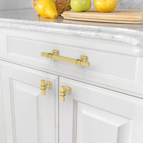 Asidrama 10 Pack 3.75 Inch(96mm) Brushed Gold Kitchen Cabinet Handles, Cabinet Pulls Kitchen Cabinet Hardware for Cupboard Drawer Pulls - color: Brushed Gold, size: 3.75" Hole Center