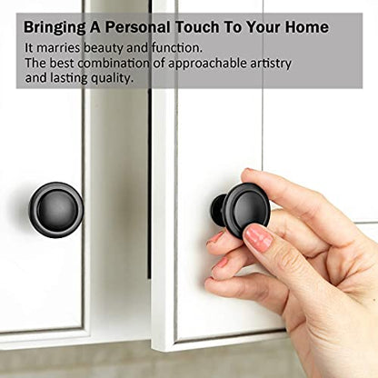 12PCS Cabinet Knobs, Black Cabinet Pulls Cabinet Knobs Inway, Round Drawer Knobs Cabinet Hardware with Screws, for Kitchen Bedroom Furniture - color: Black