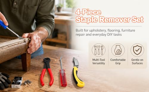 4 Pcs Upholstery Staple Remover Tool Set, Tack Puller Nail Puller Plier - color: 4pcs