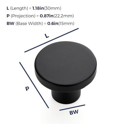 Ravinte Cabinet Knobs, 10 Pack Black Dresser Drawer Pulls, 1-1/5 Inch - color: Black