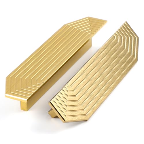 BaiNong 2 Pack Gold Drawer Pulls 5.5" Cabinet Handles Traditional Retro - color: 2 Pack 5.5" Polygon