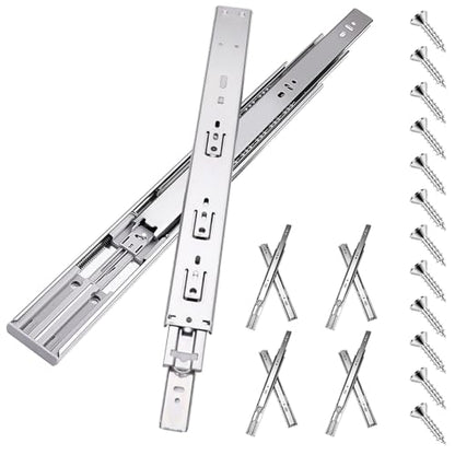 14 inch Drawer Slides 4 Pairs (8pcs) Soft Self Close Full Extension Ball Bearing Drawer Rails Side Mount Metal Dresser Runners for File Cabinet Trash Can Kitchen Wardrobe Glides 14" 100 LB Capacity - size: 14inch-350mm