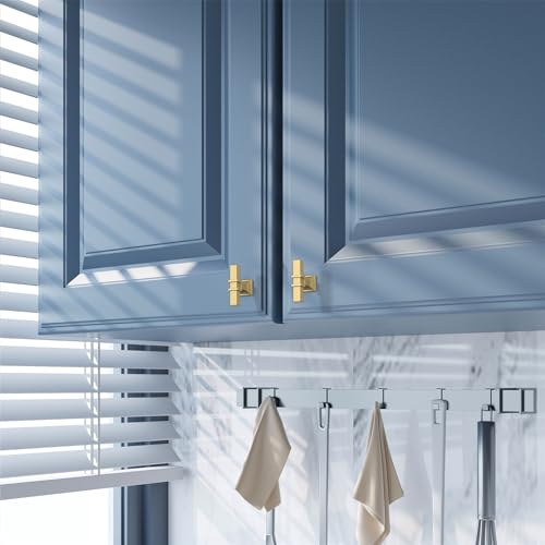 Amerdeco 10 Pack Brushed Gold Cabinet Knobs 1.46 Inch(37mm) Single Hole Cabinet Handles Rectangle Dresser Knobs Drawer Knobs and Pulls for Bathroom Cabinets ZH0067 - color: Brushed Gold, size: 1.46"/37MM
