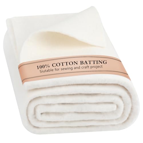 47" x 59" 100% Natural Cotton Quilt Batting, Breathable Crib Size Batting - size: 47 × 59 Inch
