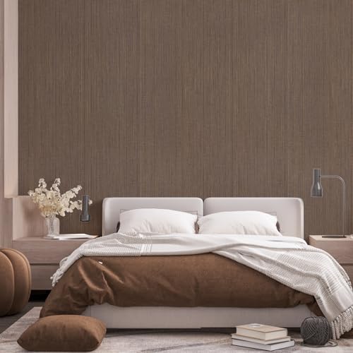 Grasscloth Peel and Stick Wallpaper 15.7" X 120" Self-Adhesive Textured Contact Paper Brown Faux Grasscloth Removable Wallpaper for Cabinets Counter Top Liners - color: Brown, size: 15.7" x 120"