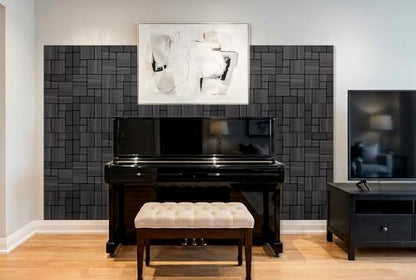 Mollywell Acoustic Wall Panels, Black Oak, 16 Pack, 12x12 in - color: B _ Black Oak, Checkerboard
