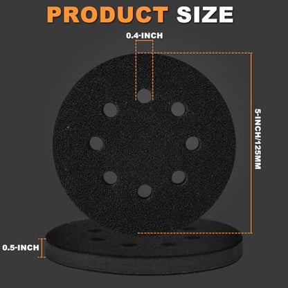 5-Inch 8-Hole Interface Pad:4 Pack Hook and Loop Foam Sanding Discs Backing Pads Replacement for Random Orbital Sander,Soft Density Sponge Round Cushion Buffer - style: 5" 8 Hole Interface Pad