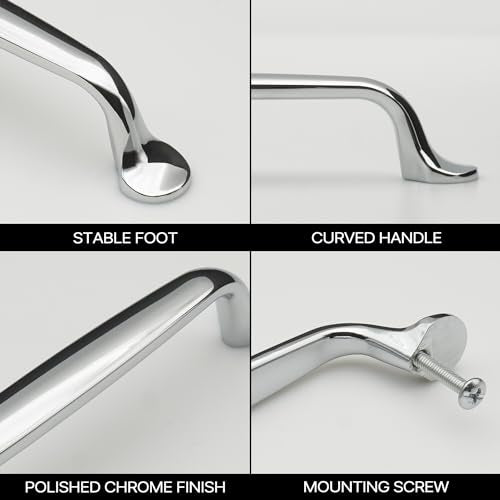 10 Pack Polished Chrome Cabinet Pulls 5 Inch/128mm Hole Center Solid Zinc Alloy Handles Drawer Dresser Polished Nickel Kitchen Cupboard Bathroom Furniture Hardware - color: 10pack - Polished Chrome, size: 5"/128mm Hole Center
