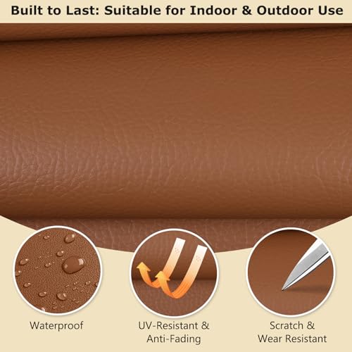 ANMINY Vinyl Fabric by the Yard, 54"W 0.7MM Faux Leather, Brown 30 Yds Roll - color: Brown, size: 30 Yards