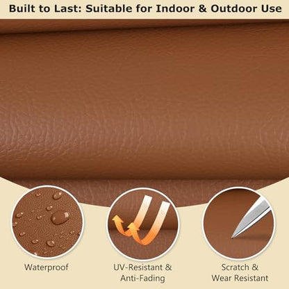 ANMINY Vinyl Fabric by the Yard, 54"W 0.7MM Faux Leather, Brown 30 Yds Roll - color: Brown, size: 30 Yards