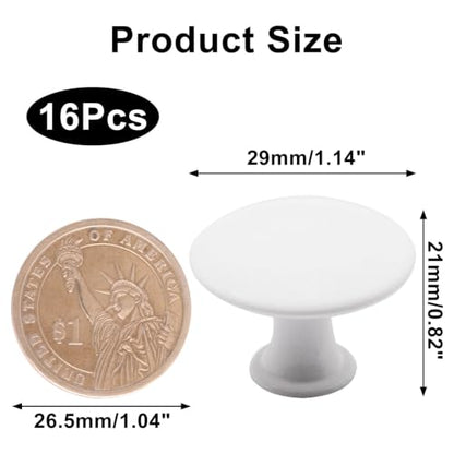 16 Pcs White Cabinet Knobs, Round Dresser Knob Kitchen Drawer Knobs, Single Hole Cupboard Door Knob Dresser Drawer Pulls Handles - color: White, size: 16 Pack