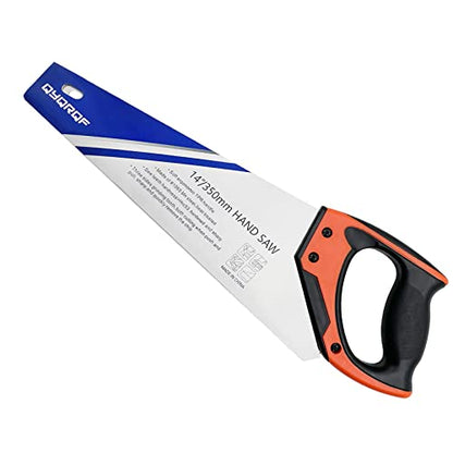 14 in Hand Saw, 11 TPI Fine-Cut Soft-Grip Hardpoint Wood Handsaw, Orange - color: Orange-14 Inch