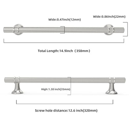 10 Pack 12-5/8 Inch Cabinet Pulls knurled Brushed Satin Nickel Kitchen Cabinet Handles Aluminum and Zinc Alloy Drawer Pulls Solid Cabinet Hardware - color: Brushed Satin Nickel Knurled, size: 12-5/8'' Hole Center(320mm)