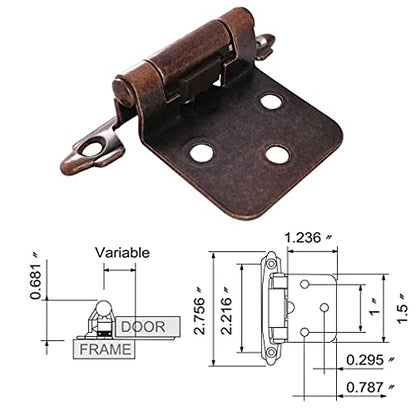 Traditional Cabinet Hinge Variable Overlay 10 Pack Oil Rubbed Red Bronze - size: Red Bronze