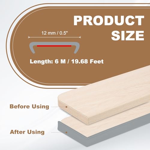 PATIKIL 1/2 Inch x 20 Feet U Shape Edge Banding, TPE Rubber Edge Trim Self Adhesive Veneer Edging Trim for Veneer Furniture Cabinets Shelves Table, Gray - color: Gray, size: 1/2 Inch x 20 Feet