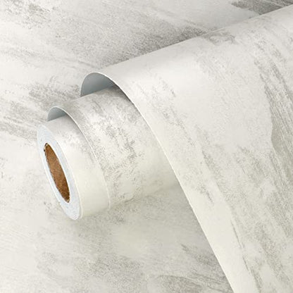 Wallercity Thick Textured Beige Wood Contact Paper 15.8"x78.7" Kitchen Peel and Stick Countertops Contact Paper Gray Matt Cement Wallpaper Self Adhesive Waterproof Vinyl Wrap for Cabinets Desk Table - color: Gray/White, size: 15.8" x 78.7"