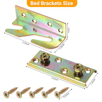 4Pcs Rust Proof Bed Rail Brackets with 32 Pcs Srews