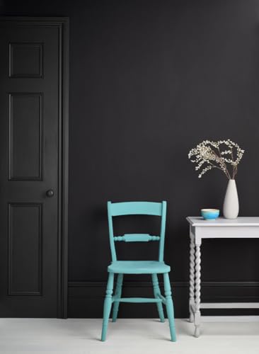 Annie Sloan Satin Paint (Athenian Black, 25 Fl Oz /750 mL). Soft sheen for interior wood and metal. Self-leveling, all-in-one paint with no wax or lacquer required. - color: Athenian Black