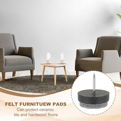 PATIKIL 24 mm Nail-on Felt Pads 40Pcs Round Felt Furniture Sliders Black - color: Black, size: 24 mm