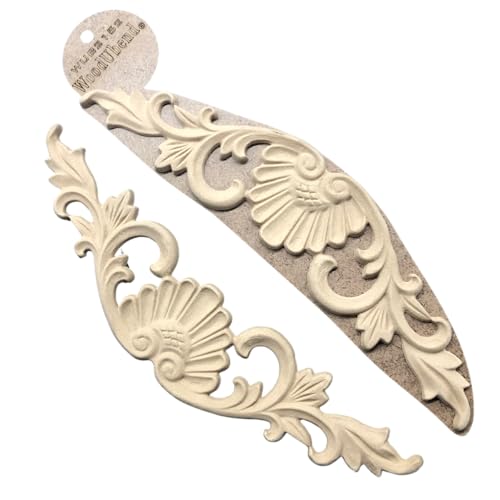 WoodUbend WUB2152 Pack of 2 Pediments - Wood Appliques - Heat Bendable & Flexible Onlays 7x28cm - DIY Craft, Furniture & Home Decor - Easy to Apply & Paint - Versatile, Reusable & Durable - size: WUB2152