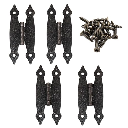 Murtenze 3.5 Inch Antique H Hinges, Red Bronze, 4 Pack - color: Red Bronze