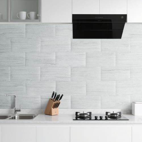 AULIGET 2-Piece Light Shale Peel and Stick Backsplash Wall Tiles, 6" x 12" PVC Faux Stone Stick on Tile for Backsplash Kitchen, Bathroom, Laundry Room, Camper, Fireplace - color: Light Shale, size: 2 Sheets, 6"x12"x0.12"