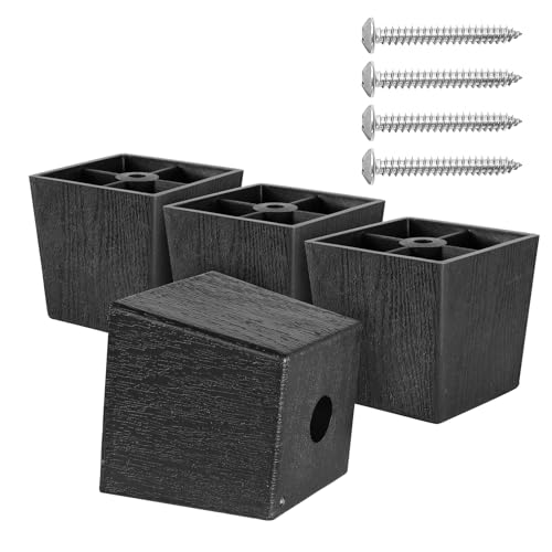 Plastic Couch Legs 2 inch, Screw-In Square Furniture Legs - Black, 4pcs - size: 2 Inch