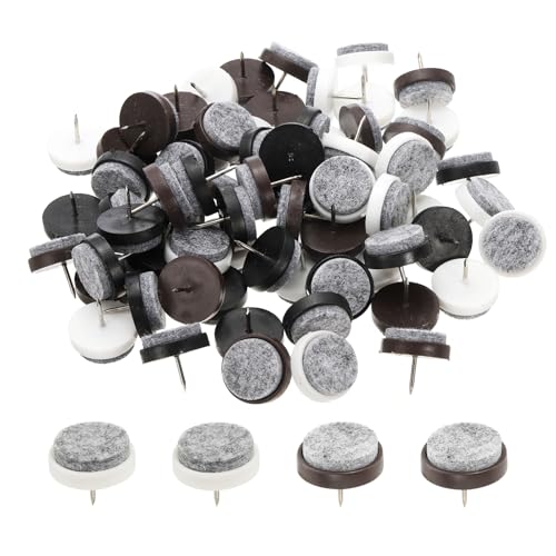 PATIKIL 28 mm Nail-on Felt Pads, 72 Pcs Round Felt Furniture Sliders Pads Heavy Duty Floor Protectors for Wooden Chair Sofa Cabinet Table Leg Feet Hardwood Floors, Black/Brown/White - color: Black/Brown/White, size: 28 mm