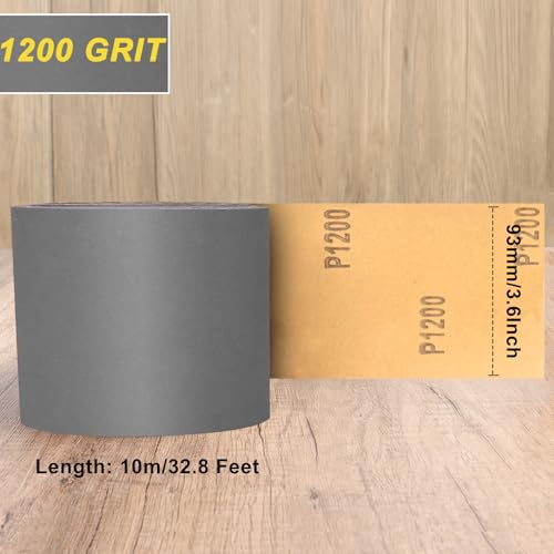 Sandpaper Roll 1200 Grit, Wet Dry Sand Paper 3-2/3" Wide 11 Yard - style: 1200 Grit