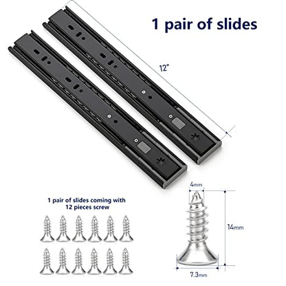 Ravinte Matte Black Soft Close Drawer Slides 12 Inch 1 Pairs 2 Pack - color: Black, size: 12 Inch