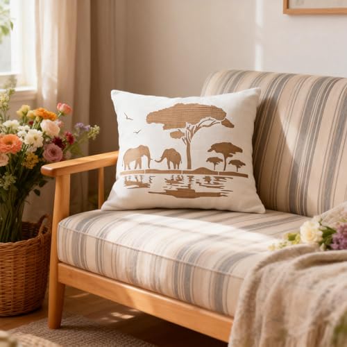 TIAMECH A4 Reusable Savanna Tree African Elephant Stencil for Painting - style: African Elephant