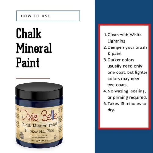 Dixie Belle Paint Company Chalk Mineral Paint - Bunker Hill (8oz) - color: Bunker Hill Blue, size: 8 Fl Oz (Pack of 1)