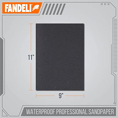 Fandeli | Waterproof Sandpaper | 2000 Grit | 25 Sheets 9'' x 11'' | For Car Polishing, Wooden Furniture Sanding and Metal Sanding | Water Resistant - style: 2000 Grit
